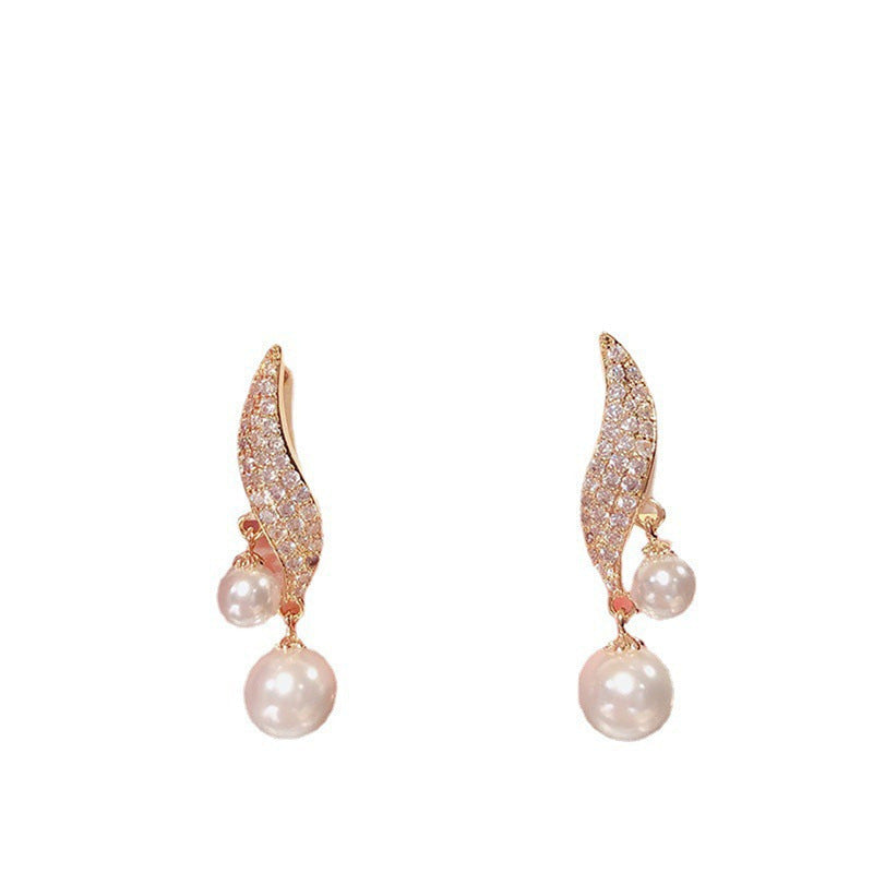 Pearl Drop Rhinestone Earrings