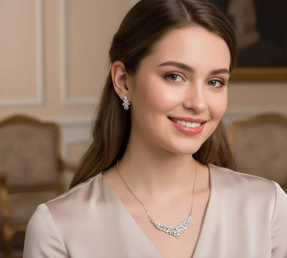 Crystal Leaf Jewelry Set