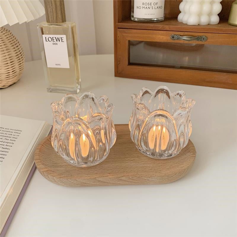 Glass Tulip Candle Holder